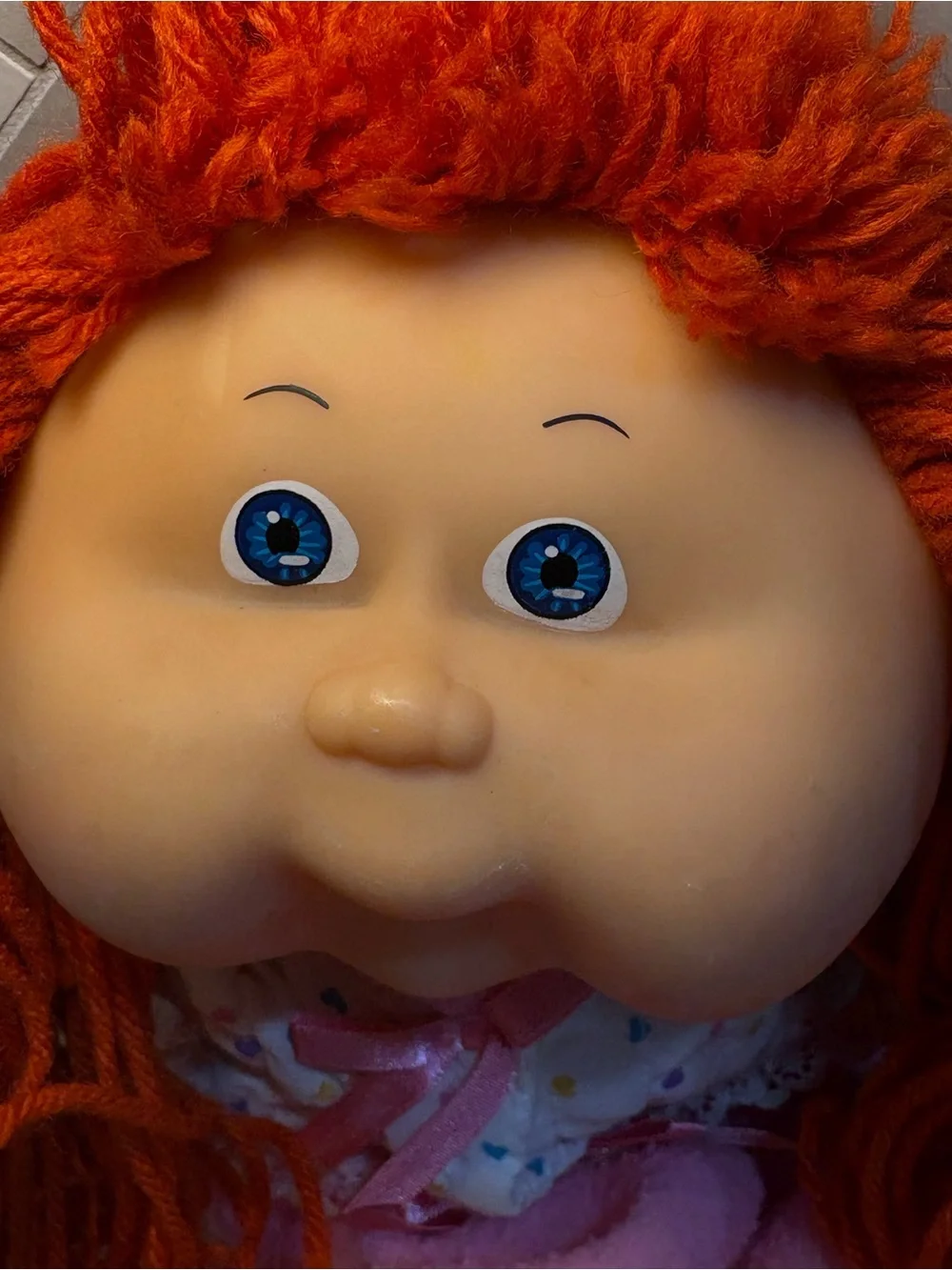 Vintage 1989 Cabbage Patch Doll Coleco Head Mold #20 Red Hair Blue Eyes Pjs